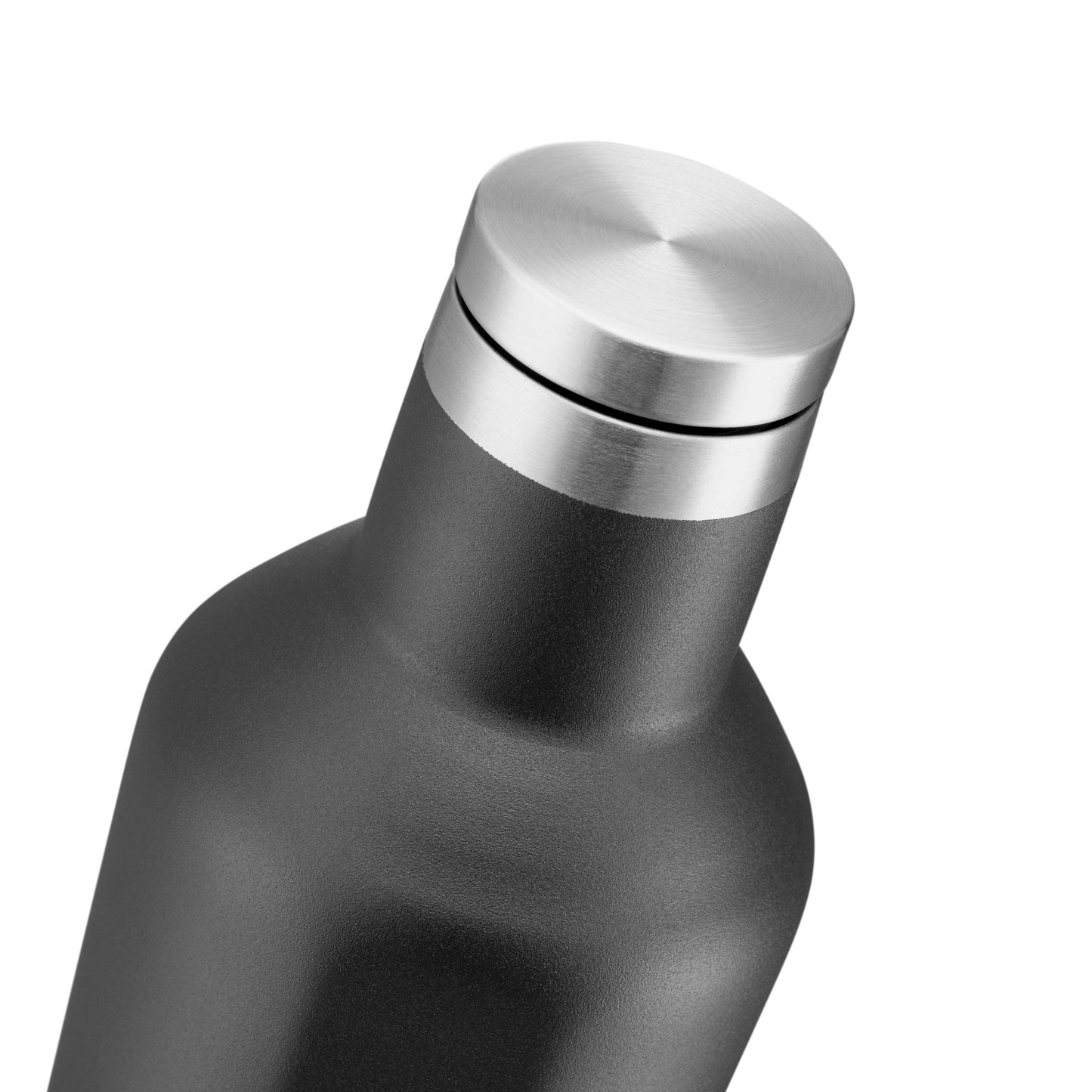 Close-up van de roestvrijstalen dop op de Advantum Sip Safe 500ml drinkfles – lekvrije afsluiting met strak design.